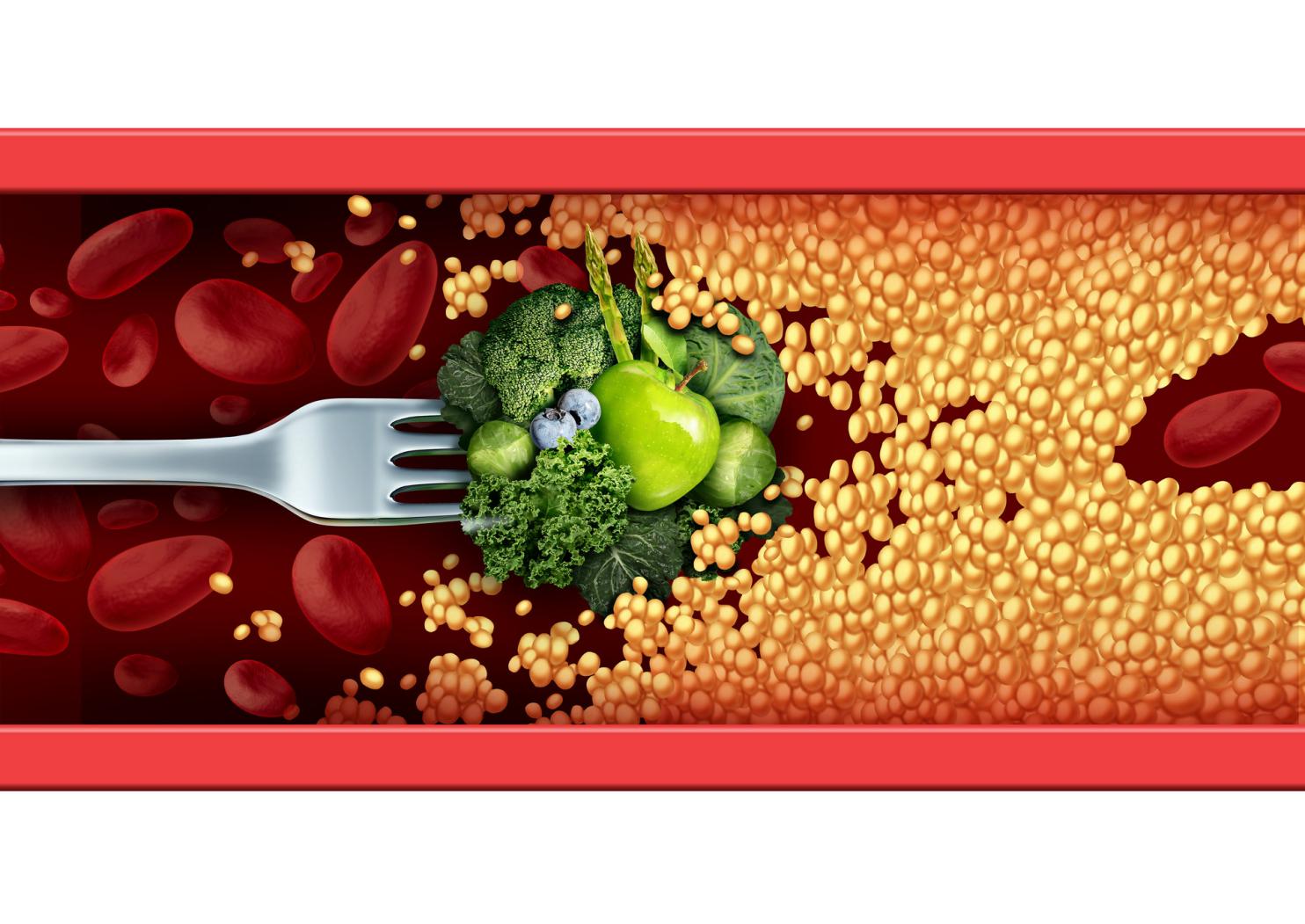 摄图网_300849620_banner_食品医学的自然的治疗补救叉子与绿色蔬菜水果突破阻塞的动脉与胆固醇医疗营养象征,以健康的饮食方式(非企业商用)