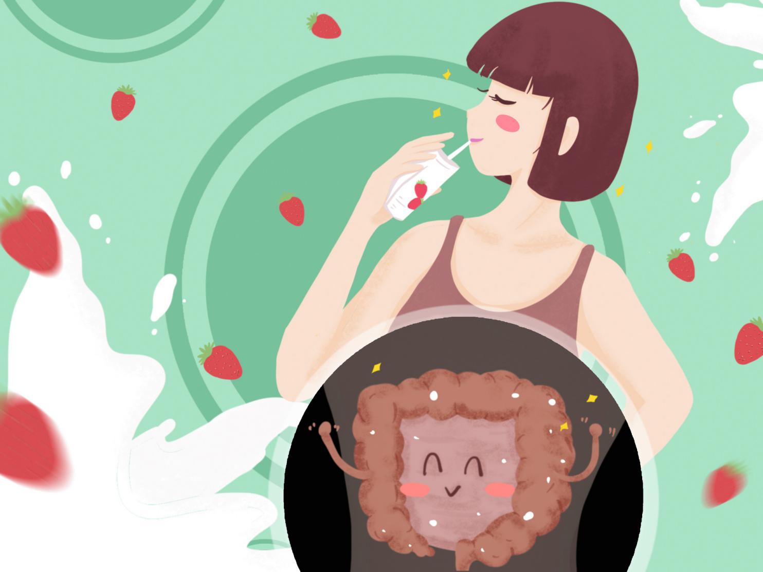 摄图网_401762951_banner_喝草莓酸奶牛奶的肠道健康女孩(非企业商用)